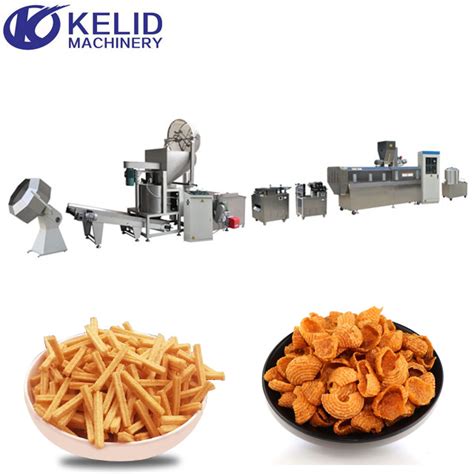 Extruded Fried 3D Pellet Bugles Chips Snack Processing Production Line