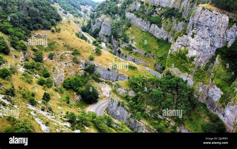 An Aerial View Of The Road Through The Cheddar Gorge In The United