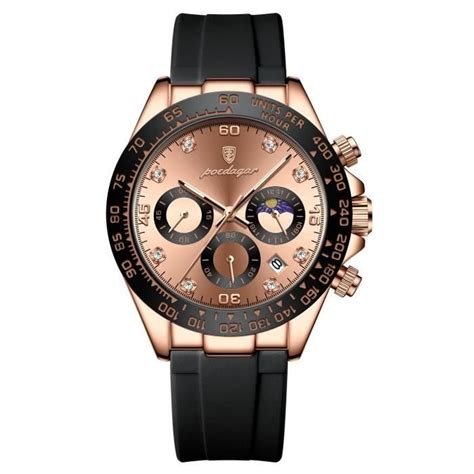 Or Rose Or C POEDAGAR Montre De Luxe Pour Homme Chronographe