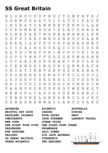 Ss Great Britain Word Search By Sfy773 Teaching Resources