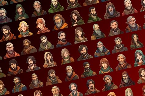 Medieval Npc Portraits 161 Unique Characters 2d Anime Style Icons