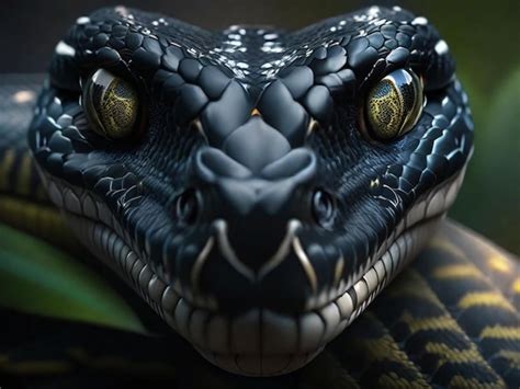 Premium AI Image | Deadly black snake looking into the camera Exotic ...