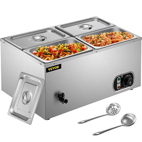 VEVORbrand Commercial Food Warmer 4x1 4GN 4 Pan Stainless Steel Bain