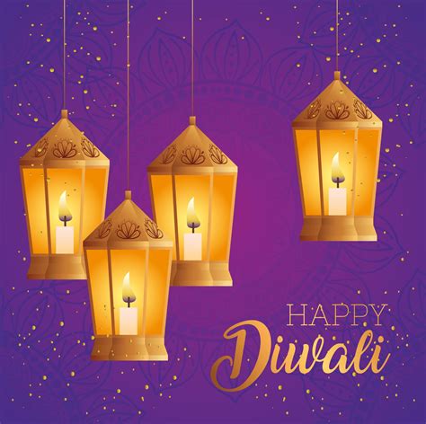 Happy Diwali Lanterns Vector Design 2700091 Vector Art At Vecteezy