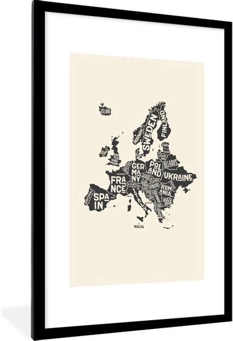 Fotolijst Incl Poster Illustratie Kaart Van Europa X Cm