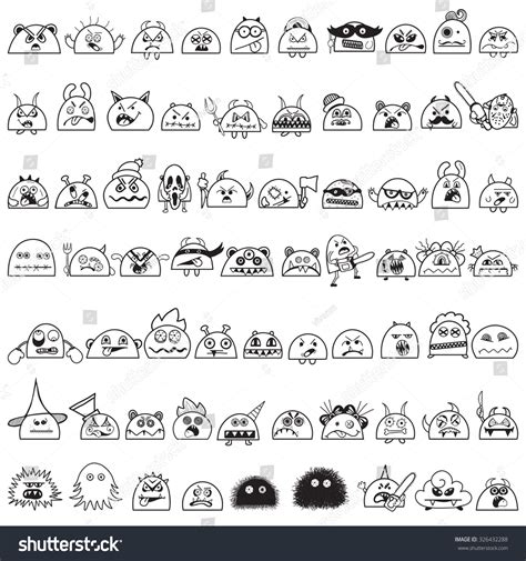 Cartoon Vector Handdrawn Monster Doodles Stock Vector Royalty Free 326432288 Shutterstock