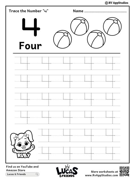 Number 4 Trace And Learn Worksheet Free Printable Worksheets