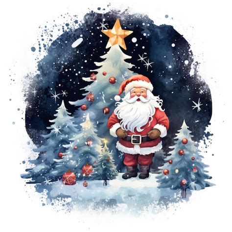 Premium Photo There Is A Santa Claus Standing In Front Of A Christmas