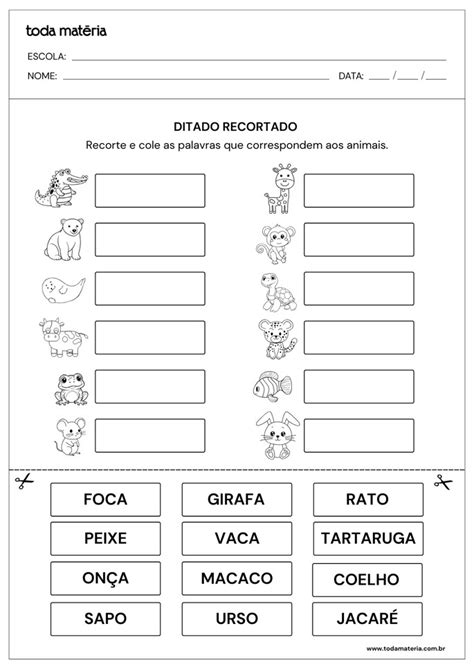 Atividade Ditado Recortado - Atividades de ditado recortado para alfabetização (para imprimir ...