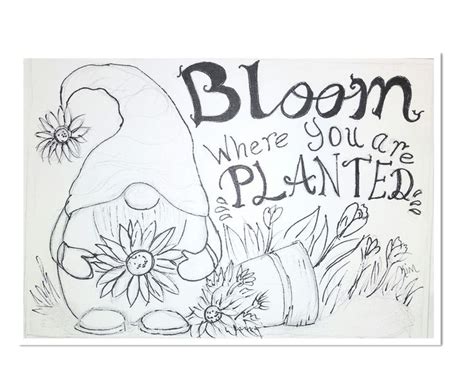 A Black And White Drawing Of A Planter With The Words Bloom Where You