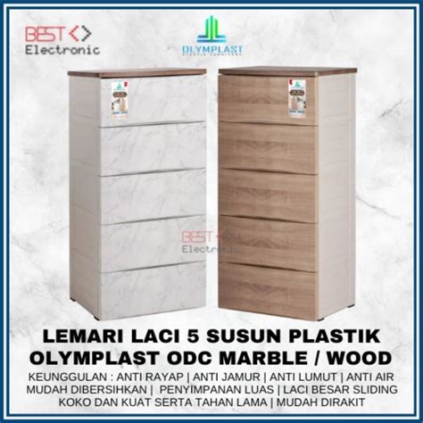 Jual LEMARI PLASTIK OLYMPLAST 5 SUSUN ODC M 05 MARBLE WOOD OLYMPLAST