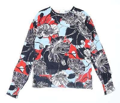 Linea Womens Blue Crew Neck Floral Viscose Pullover Jumper Size Ebay