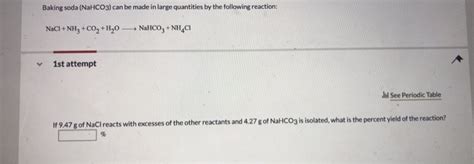 Solved Baking Soda Nahco Can Be Made In Large Quantities Chegg