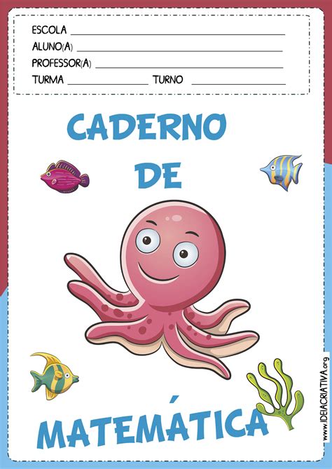 Capas Para Caderno Fundo Do Mar Ideia Criativa Gi Carvalho Educa O