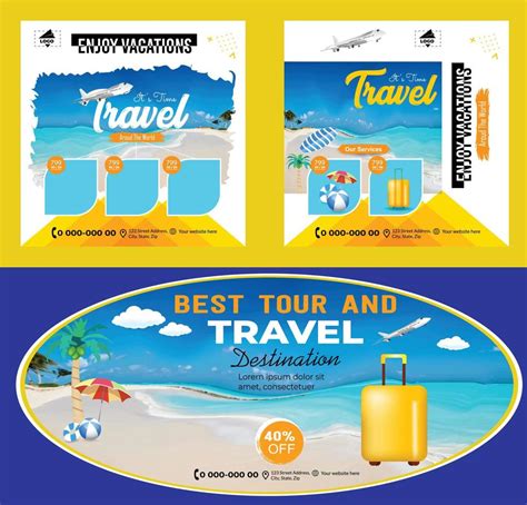 Social Media Travel And Tours Ad Design Enjoy Holiday Adventure