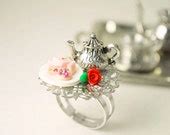 Items similar to Tea Party - Food Ring - Food Jewelry - Handmade ...