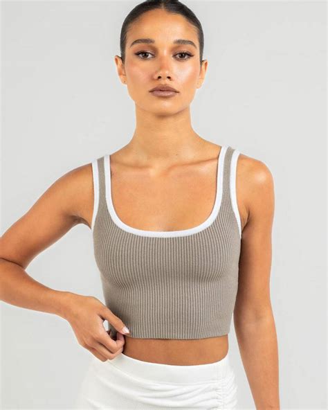 Shop Mooloola Basic Knit Top In Taupe White Fast Shipping And Easy Returns City Beach Australia