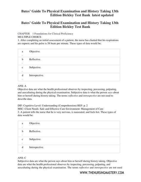 Solution Complete Test Bank For Seidel S Guide To Physical