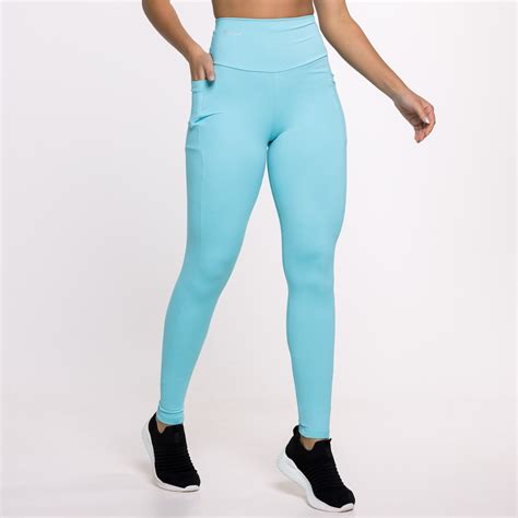 Calça Legging Basics Com Bolsos Laterais Azul