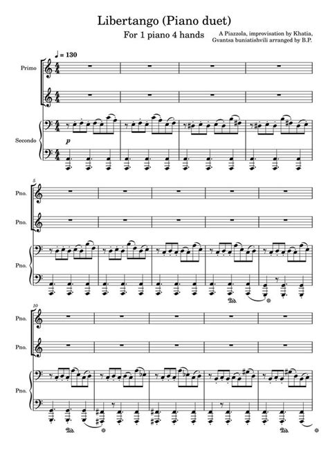 Astor Piazzolla Libertango By Piano Suit Sheet Music