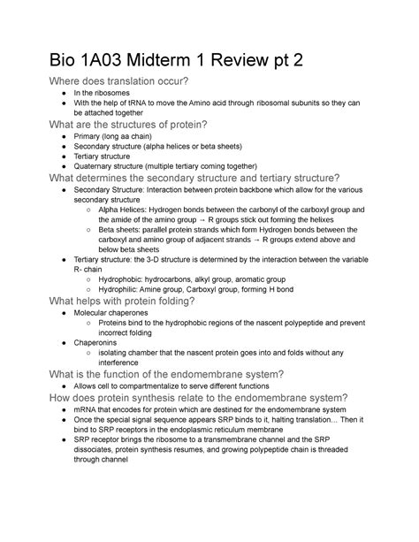 Bio 1a03 Midterm 1 Review Pt 2 Then It Bind To Srp Receptors In