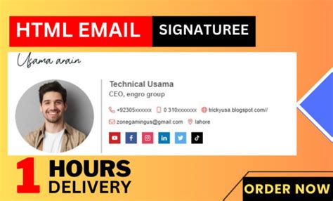 Make Clickable Html Email Signatures For Gmail Outlook Etc By Usama