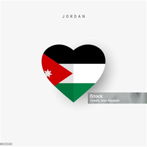 Jordan Heart Shaped Flag Origami Paper Cut Hashemite Kingdom Of Jordan National Banner Stock