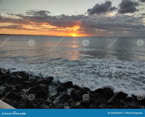 Sunset On The Mariana Paseo Real Aguadilla Puerto Rico Stock Image