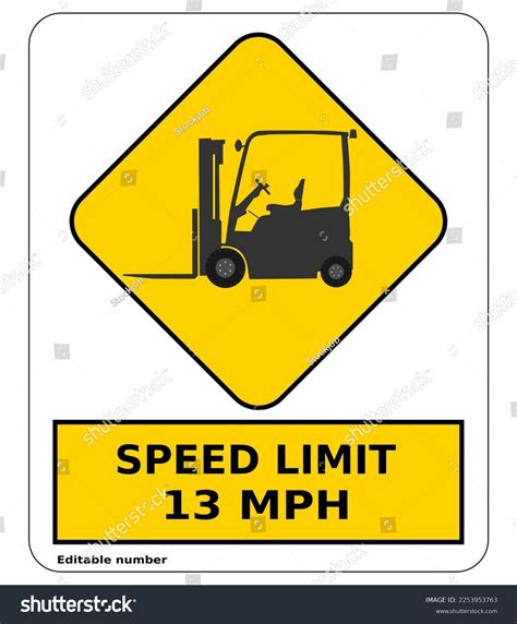 Forklift Speed Limit Sign Editable Number Stock Vector Royalty Free