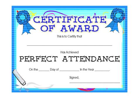 40 Printable Perfect Attendance Award Templates & Ideas