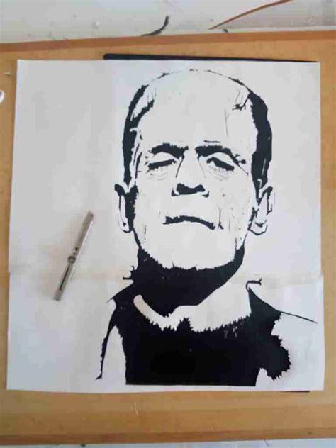 Frankensteins Monster Original Stencil Art Print Signed Katie