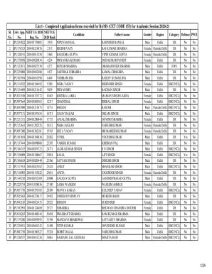 Fillable Online Bams List Completed Application Forms Recevied For