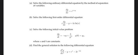 Solved A Solve The Following Ordinary Differential Chegg