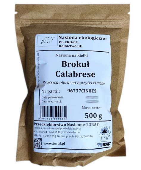 Nasiona na kiełki BROKUŁ CALABRESE BIO EKO 500g Toraf