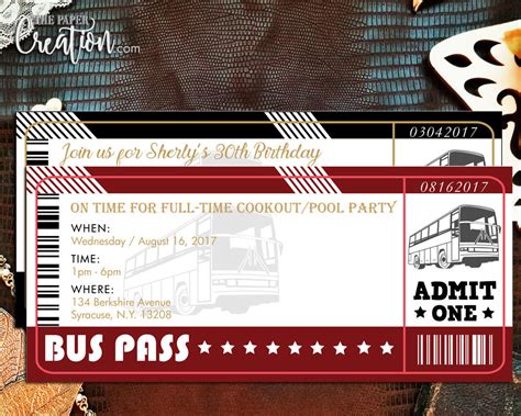 Bus Ticket Printable Digital Invitation | The Paper Creation