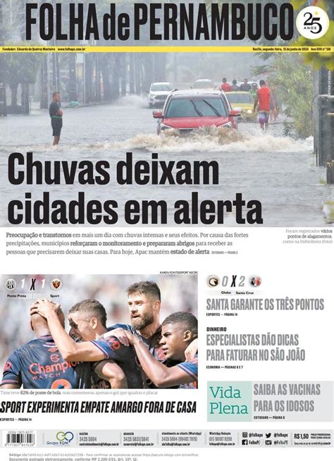 Capa Folha De Pernambuco Sexta 19 De Maio De 2023