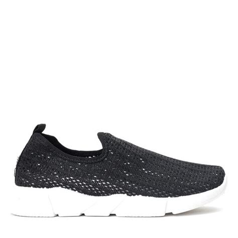 Czarne Sportowe Buty Typu Slip On Amaranta Obuwie Czarny