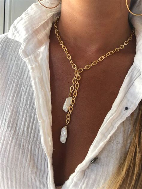 Chunky Fresh Water Pearl Drop Necklace Pearl Drop Necklace Fancy