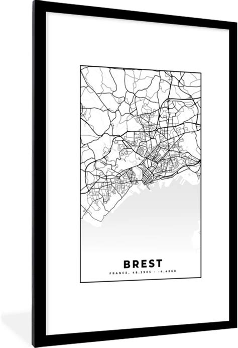 Posters Zwart Wit Stadskaart Plattegrond Kaart Frankrijk