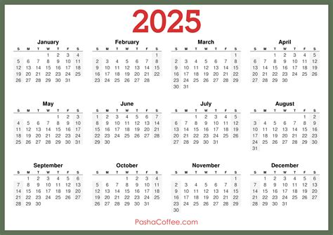 Large Print 2025 Calendar