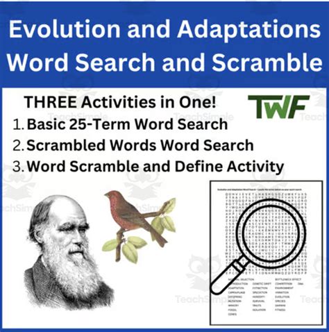 Evolution And Adaptations Word Search And Scramble Activity By Teach Simple