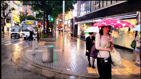 Fukuoka City Walking Tour💖🎀 4k Tenjin Under The Sound Of Rain☔asmr And