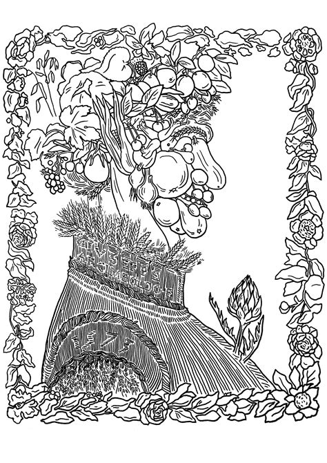 Giuseppe Arcimboldo Summer 1573 Masterpieces Adult Coloring Pages