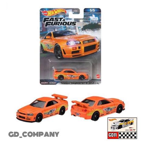 Hot Wheels Premium Nissan Skyline R34 Orange Orange Fnf Free Protector Shopee Singapore