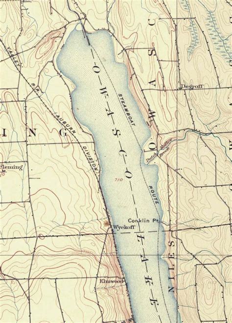 Owasco Lake 1902 USGS Old Topographic Map Custom Composite