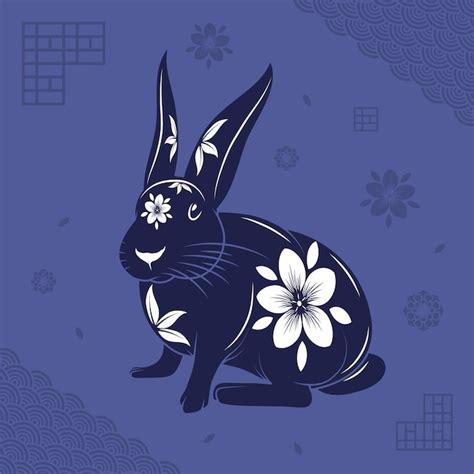 Premium Vector Chinese New Year Blue Rabbit