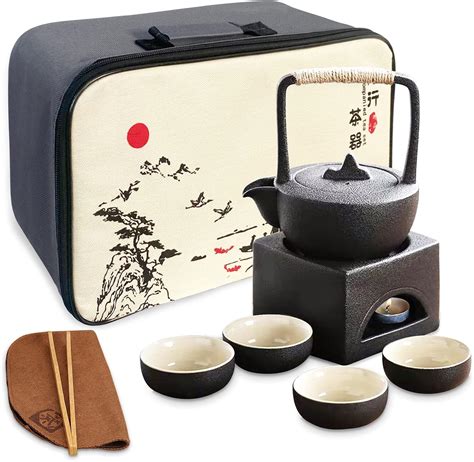 Fanquare Black Chinese Portable Travel Tea Set Handmade Teapot And