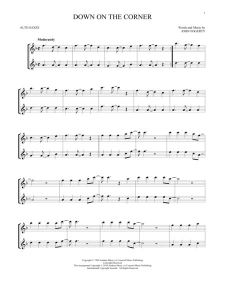 Down On The Corner By Creedence Clearwater Revival Digital Sheet