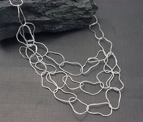 Sterling Silver Chain Statement Necklace Artisan Jewelry