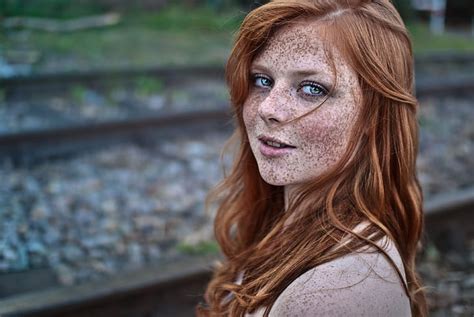 Women Blue Eyes Redheads Freckles Depth Of Field 3872x2592 Nature